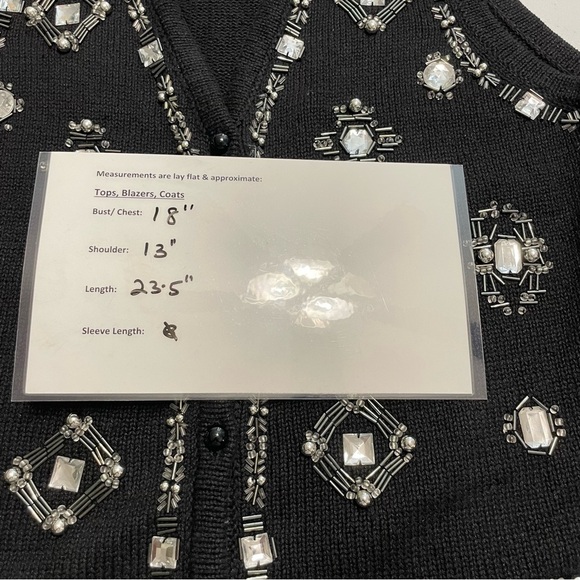 Vintage 90s SML Sport Black Knit Vest M Beaded Sequin Embellished Ramie Cotton - Picture 10 of 11